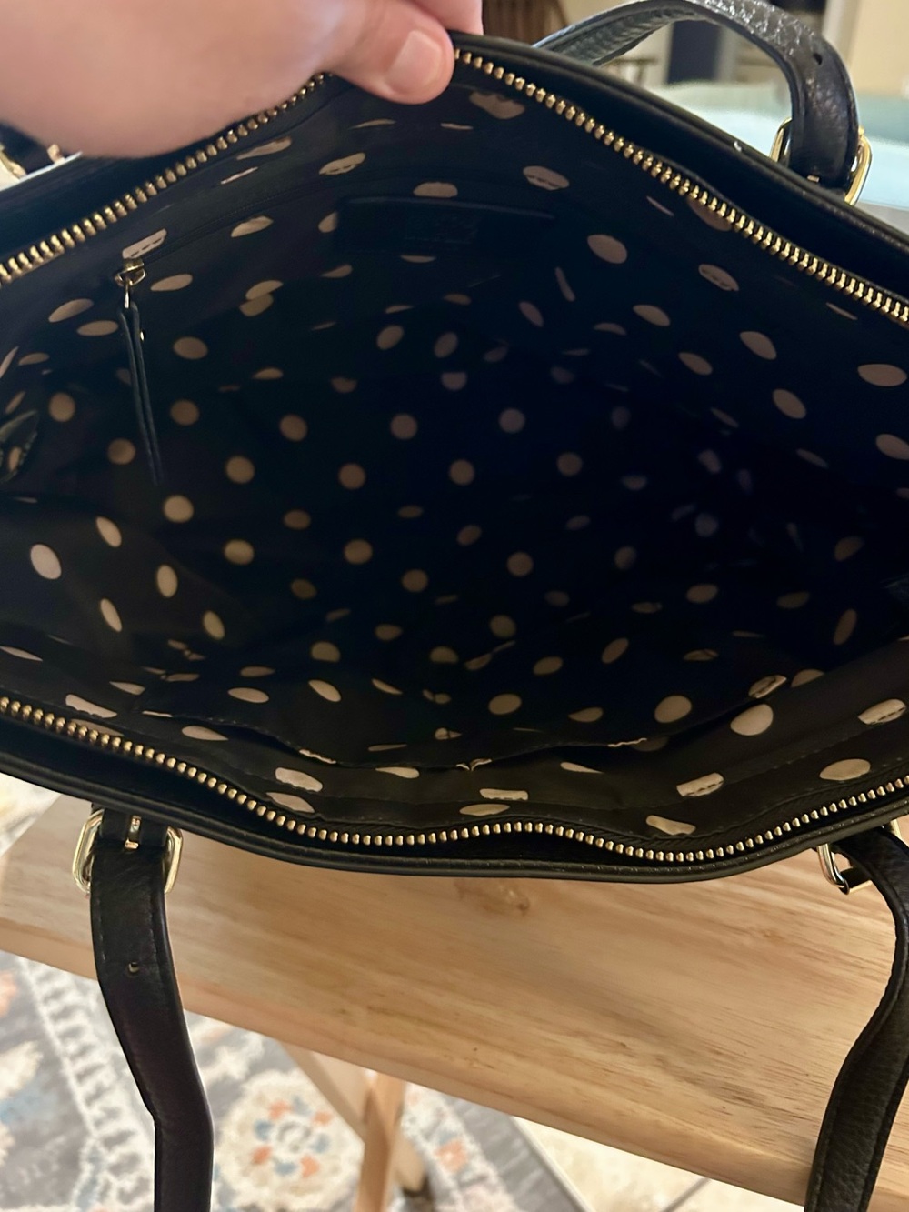 Anne Klein Perfect Tote Black White Stripe Small Shopper EUC - Picture 6 of 7
